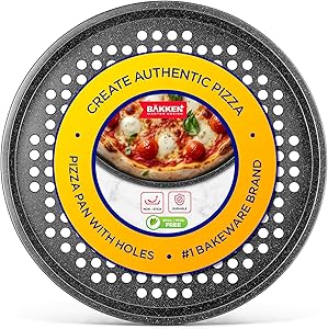 Bakken Perforated Pizza Pan – 13", Marble Nonstick, Gray