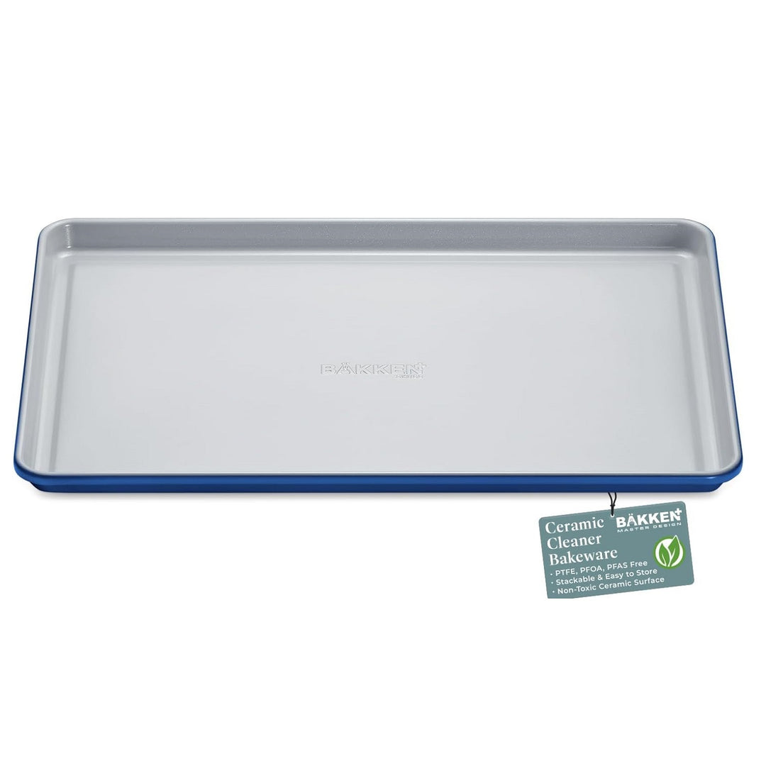 Premium Sheet Pan Set - Blue, Teal, Marble, Golden, Cream - Aluminized Steel with Ceramic Non-Stick Coating, PFOA & PFAS Free - Non-Toxic, Heavy-Duty Bakeware for Cake, Bread