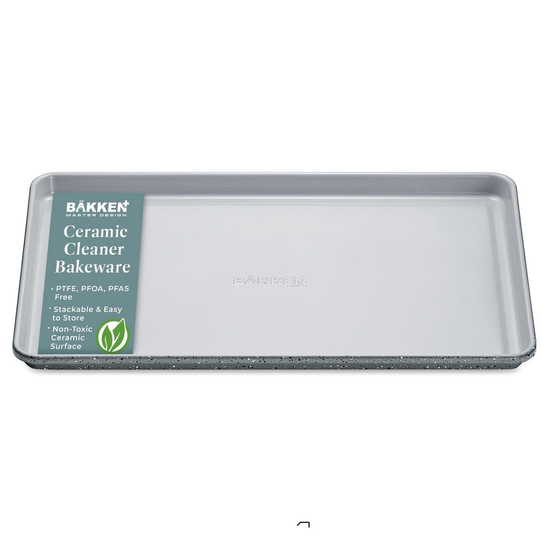 Premium Sheet Pan Set - Blue, Teal, Marble, Golden, Cream - Aluminized Steel with Ceramic Non-Stick Coating, PFOA & PFAS Free - Non-Toxic, Heavy-Duty Bakeware for Cake, Bread