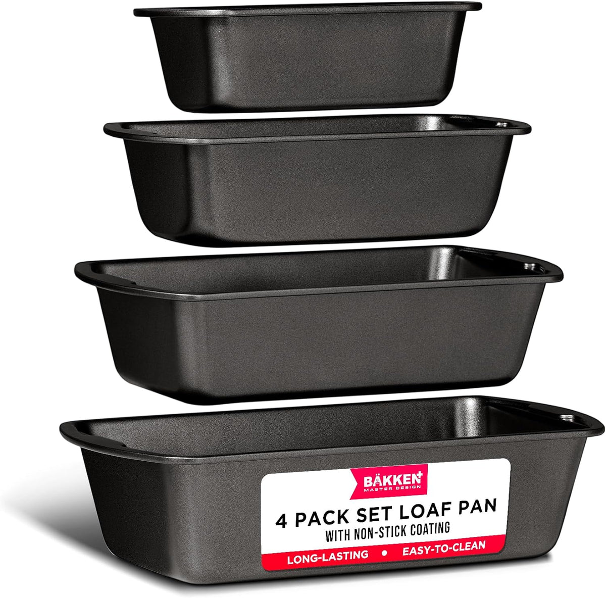 Bakken 4-Piece Loaf Pan Set – Carbon Steel, Gray