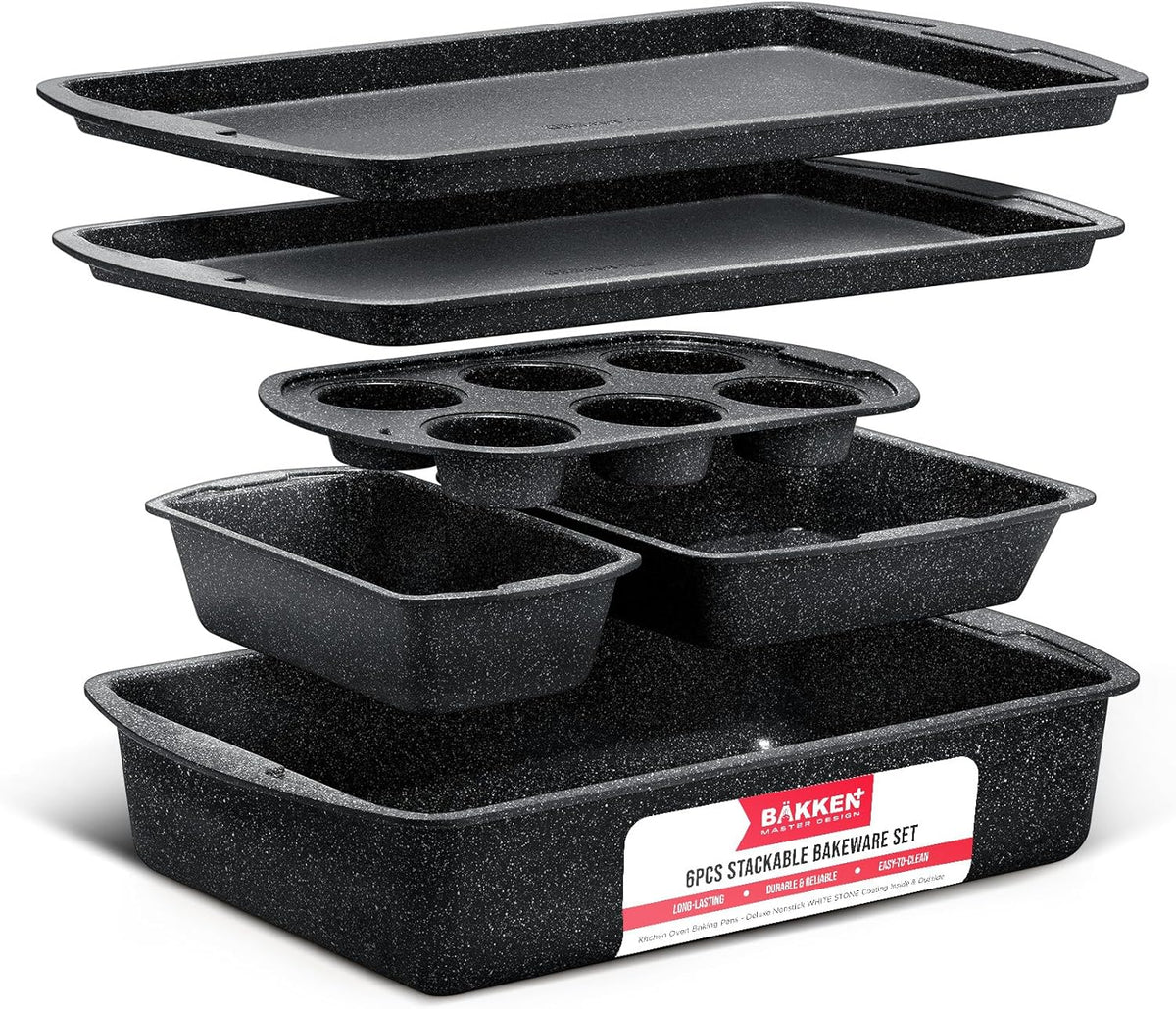 Bakken 6-Piece Stackable Bakeware Set – Carbon Steel, Gray