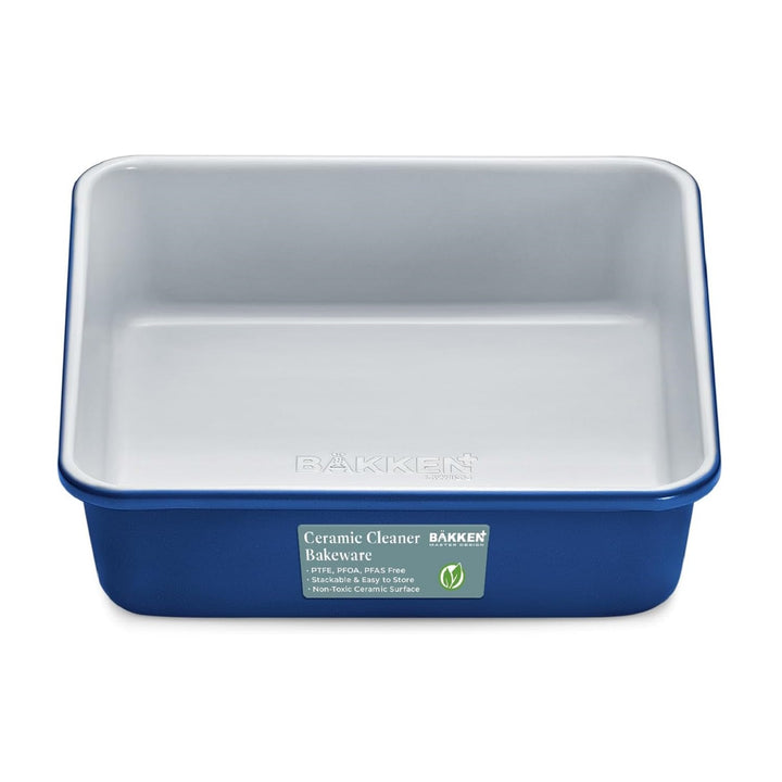 Square Cake Pan - Aluminized Steel, Ceramic Non-Stick Coating, Non-Toxic, Ideal Size, Heavy-Duty, Elevate Your Baking with Durability and Style!