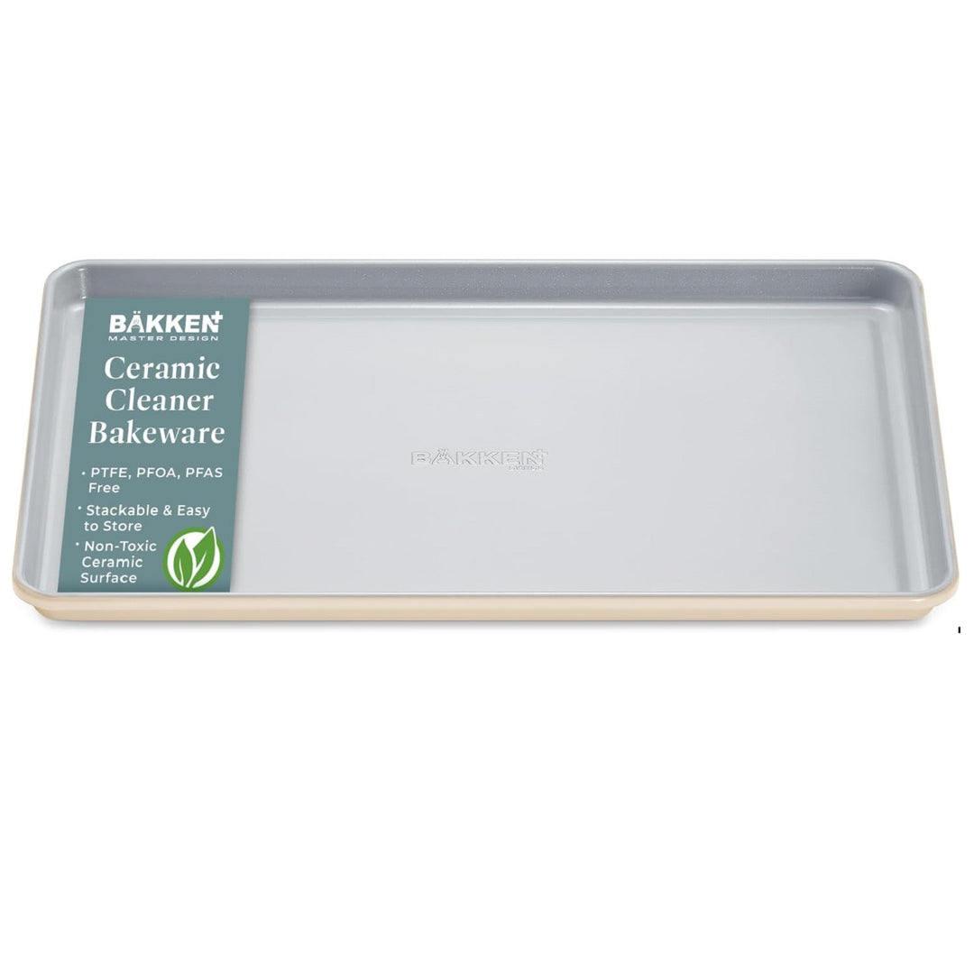Premium Sheet Pan Set - Blue, Teal, Marble, Golden, Cream - Aluminized Steel with Ceramic Non-Stick Coating, PFOA & PFAS Free - Non-Toxic, Heavy-Duty Bakeware for Cake, Bread