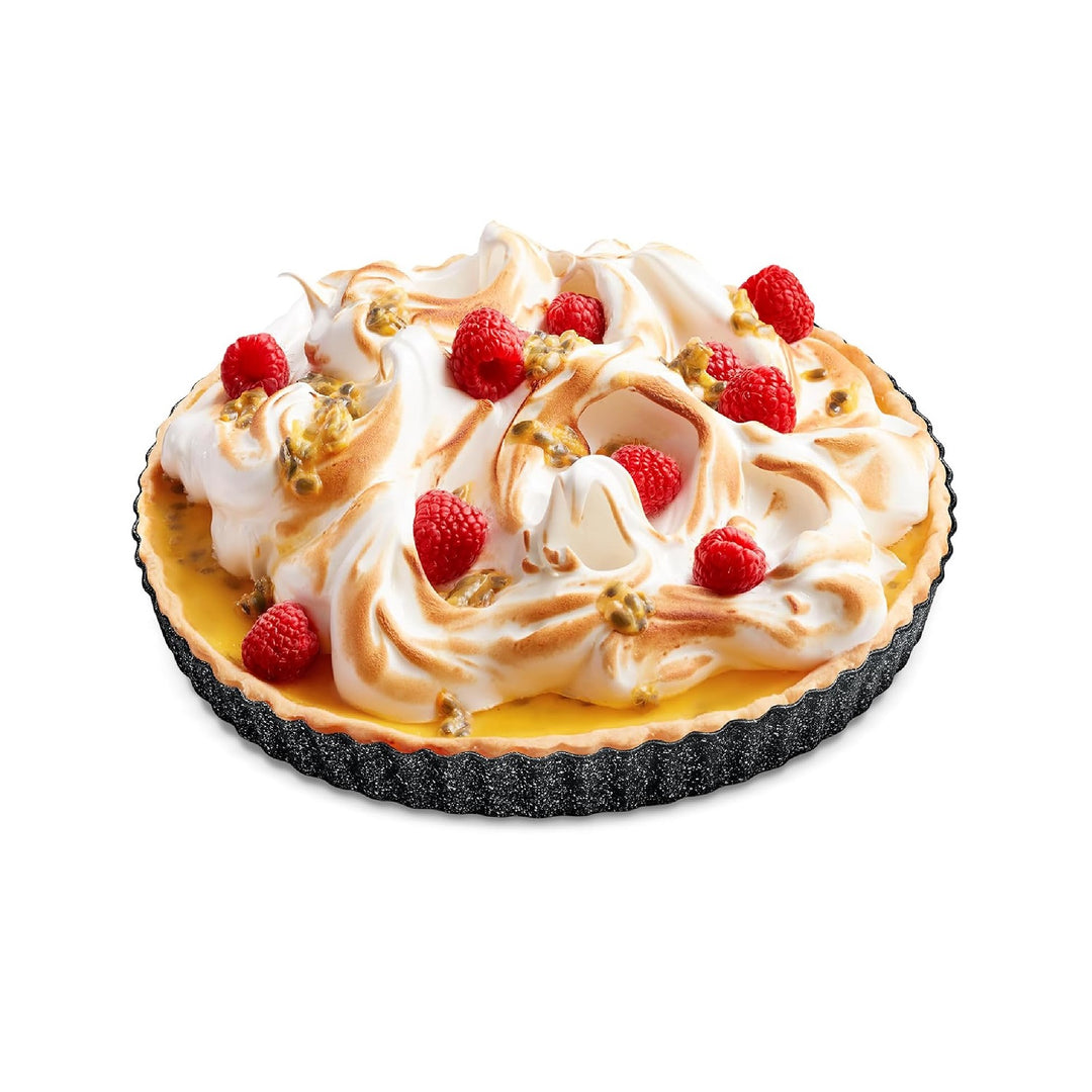 Bakken- Swiss Tart Pan – Quick Release Removable Base, Non-Stick Fluted Edge, Durable Steel - Create Perfect Pies, Fruit Tarts, and Quiches with Ease