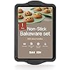 BAKKEN Kitchen Baking Pans - 15.15 x 10.03" Medium Nonstick Sheet, Durable Carbon Steel Cookie Sheet with Gray Silicone Handles, PFOA, PFOS, PTFE Free, Oven Safe Tray (Up To 450°F), Set of 1