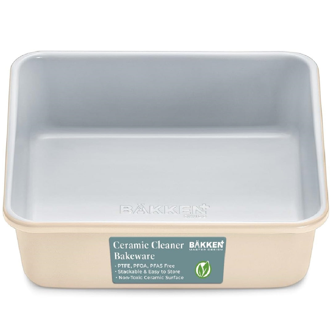 Square Cake Pan - Aluminized Steel, Ceramic Non-Stick Coating, Non-Toxic, Ideal Size, Heavy-Duty, Elevate Your Baking with Durability and Style!
