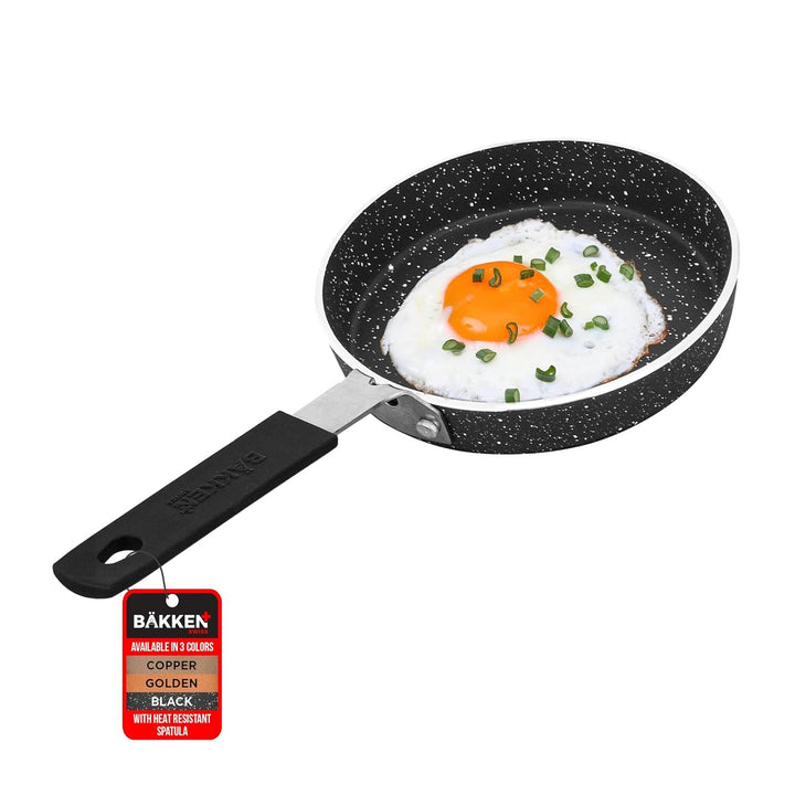 Bakken- Swiss 2-Piece Mini Nonstick Egg Pan & Omelet Pan – Egg Pan [5.5''] with Marble Coating Non-Stick, Skillet, Eco-Friendly –for Eggs Pancakes, for All Stoves - Non Toxic