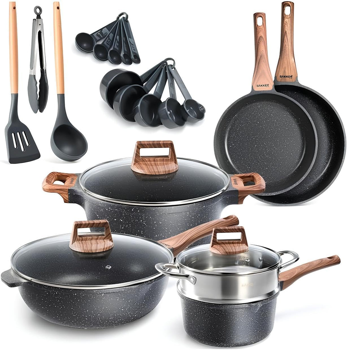 Bakken 14-Piece Granite Cookware Set – Marble