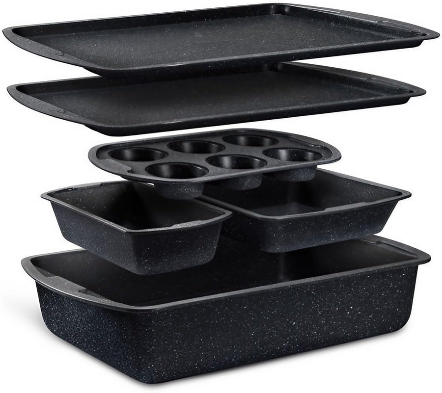 Bakken 6-Piece Stackable Bakeware Set – Carbon Steel, Gray Stone