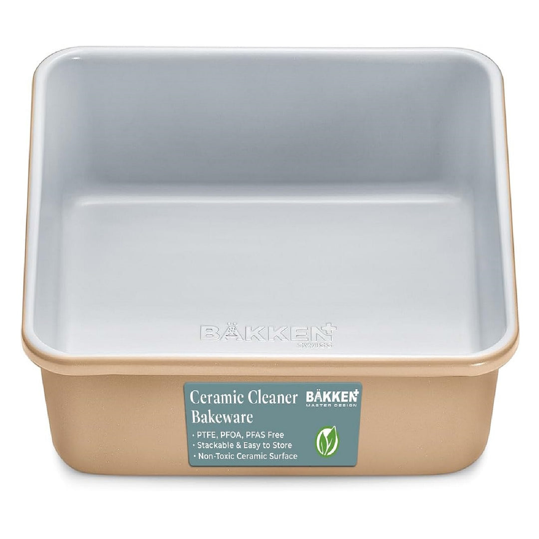 Square Cake Pan - Aluminized Steel, Ceramic Non-Stick Coating, Non-Toxic, Ideal Size, Heavy-Duty, Elevate Your Baking with Durability and Style!