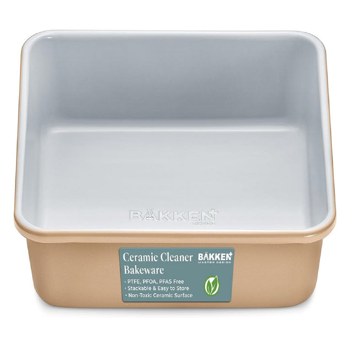 Square Cake Pan - Aluminized Steel, Ceramic Non-Stick Coating, Non-Toxic, Ideal Size, Heavy-Duty, Elevate Your Baking with Durability and Style!