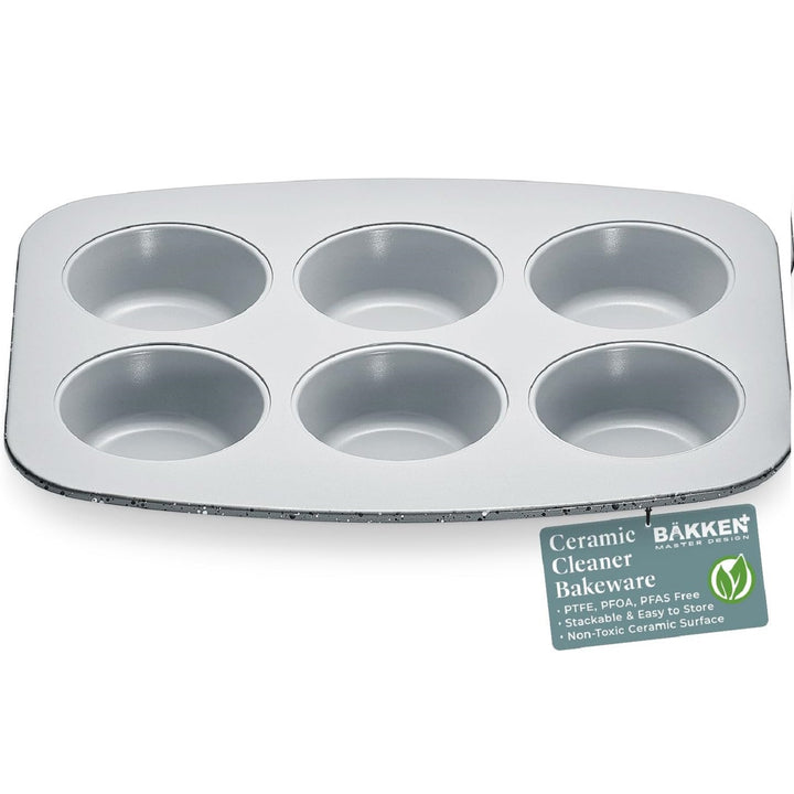 Bake with Elegance: 6-Cup Cake/Muffin Pan Set - Blue, Teal, Marble, Golden, Cream - Aluminized Steel with Ceramic Non-Stick Coating, PFOA & PFAS Free - Non-Toxic, Heavy-Duty Bakeware