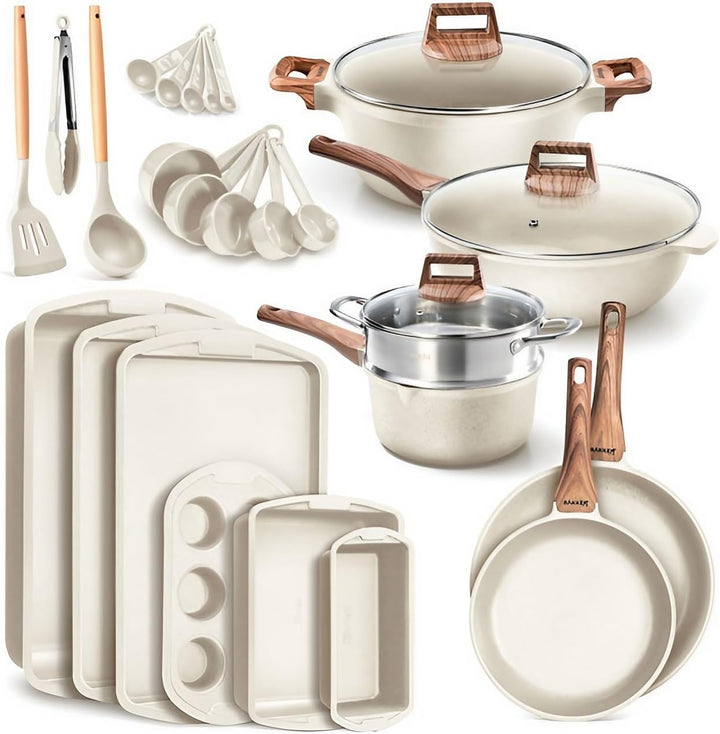 Bakken-Swiss 20-Piece Kitchen Cookware Set – Granite Non-Stick – Eco-Friendly – for All Stoves & Oven-Safe
