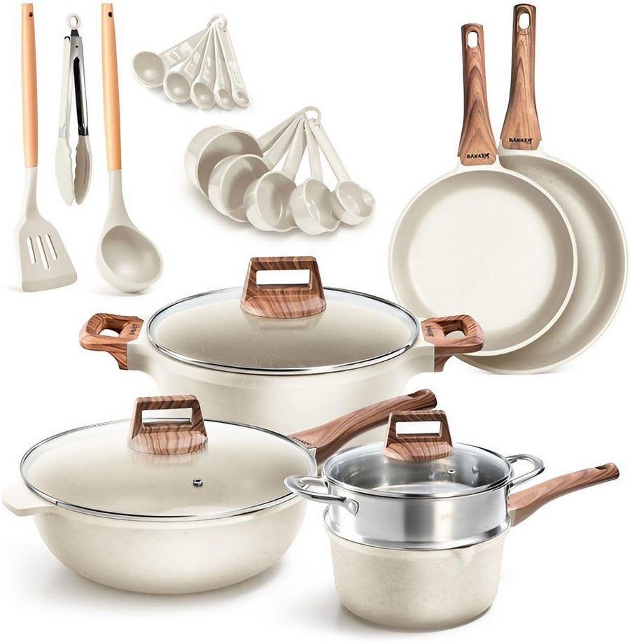 Bakken 14-Piece Granite Cookware Set – Cream