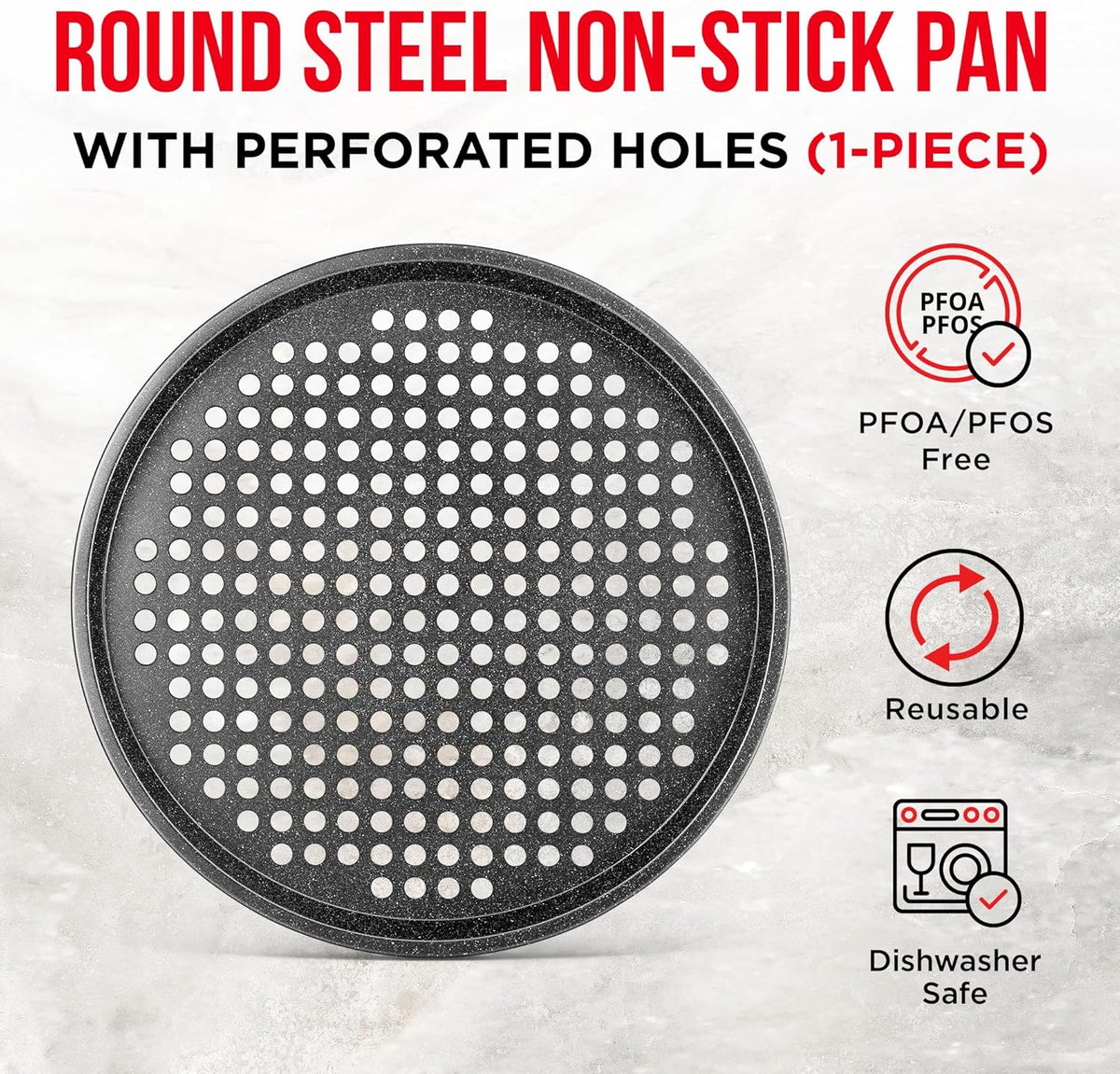 Bakken Perforated Pizza Pan, 13", Gray Marble, photo 3 of 7