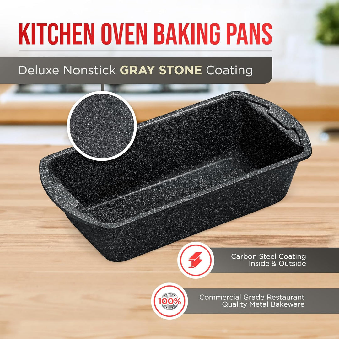 Bakken Swiss - Bakeware Set – 6 Piece – Stackable, Deluxe, Non-Stick Baking Pans for Professional and Home Cooking – Carbon Steel, Gray Coating