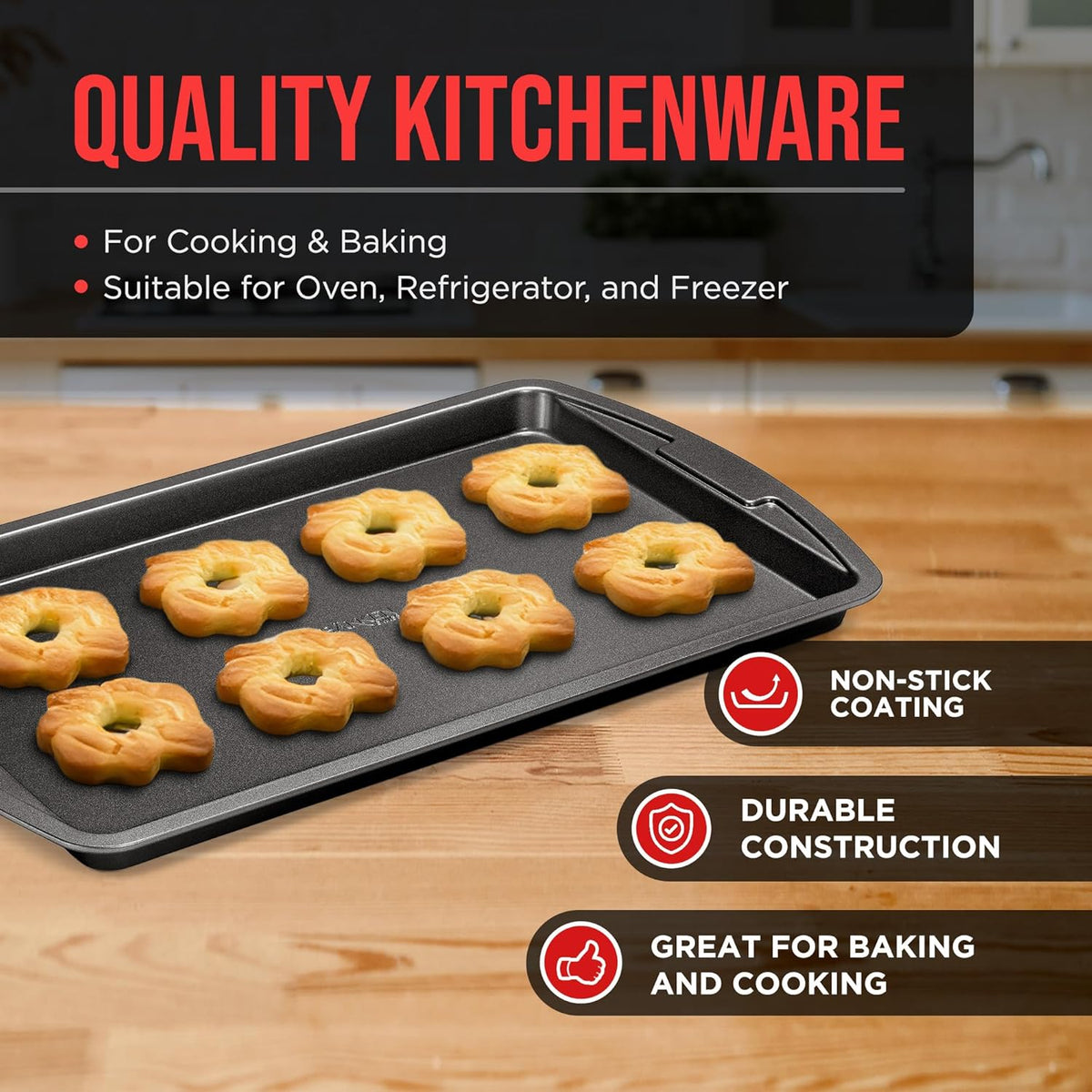 Bakken 3-Piece Cookie Sheet Set, Ceramic Nonstick, Gray, photo 3 of 8