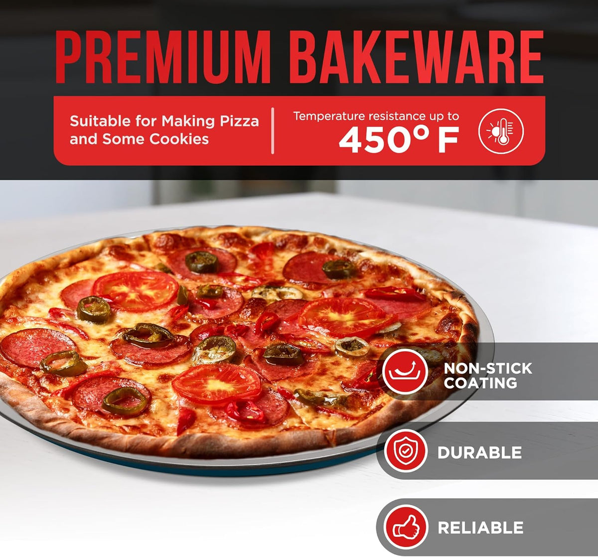 Bakken 3-Piece Pizza Pan Set, Gray, photo 3 of 8