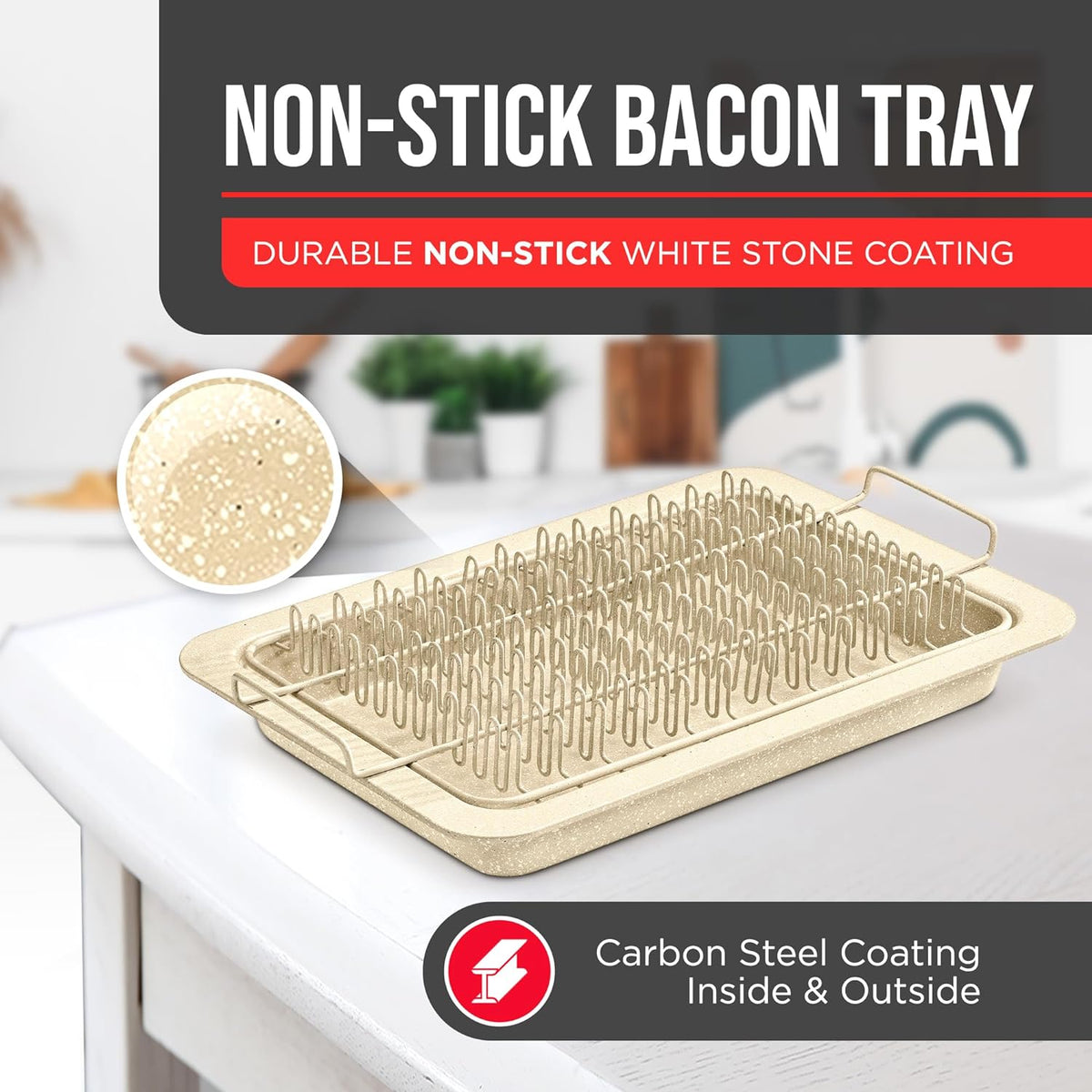 Bakken Bacon Tray Set, Stone Nonstick, White Stone, photo 3 of 8