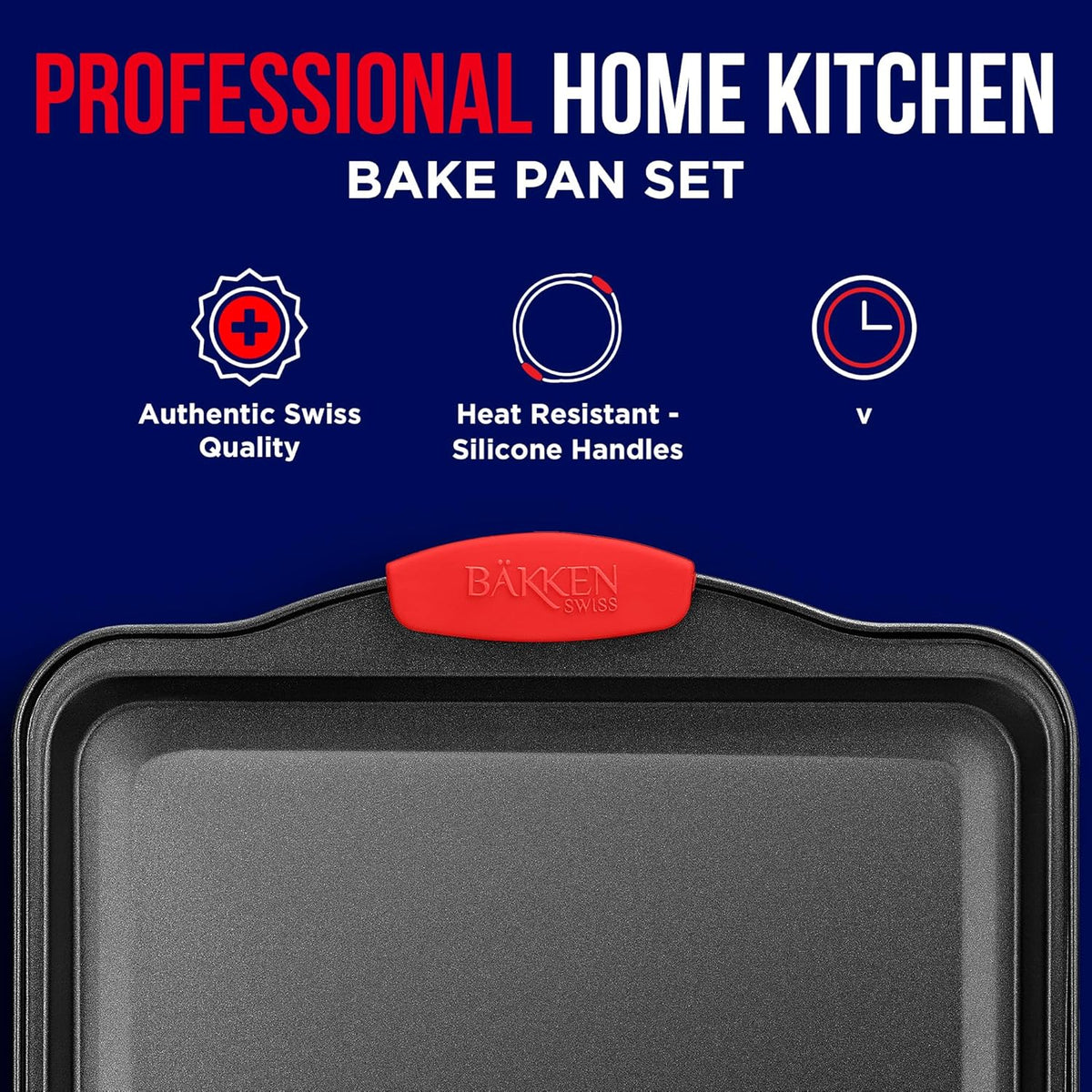 Bakken Small Cookie Sheet, Gray with Red Handles, photo 3 of 8