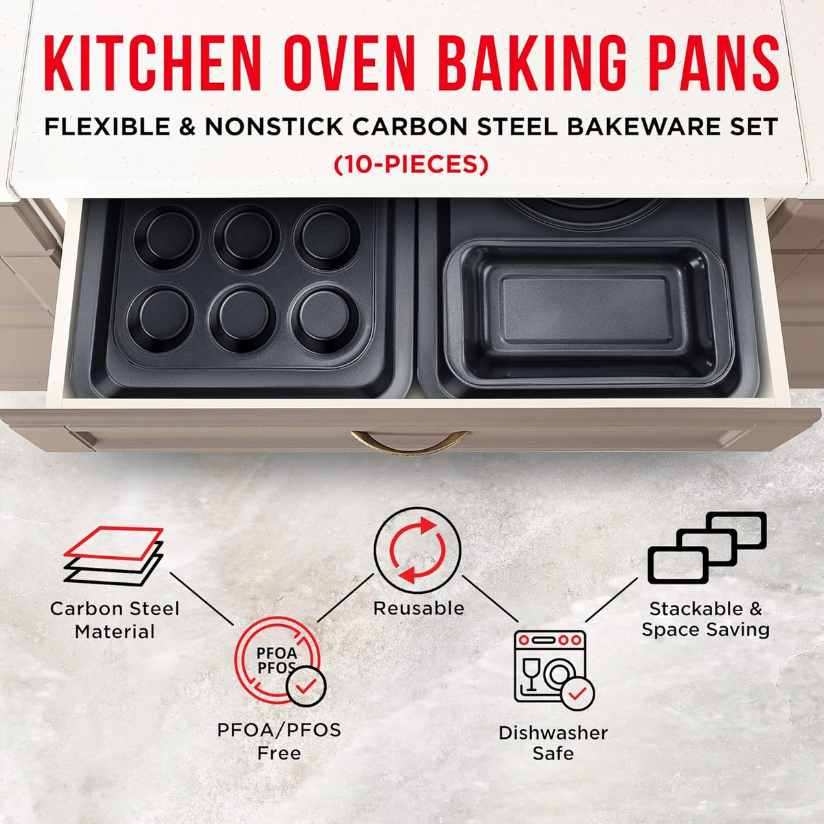 Bakken 10-Piece Deluxe Bakeware Set, Nonstick, photo 4 of 8