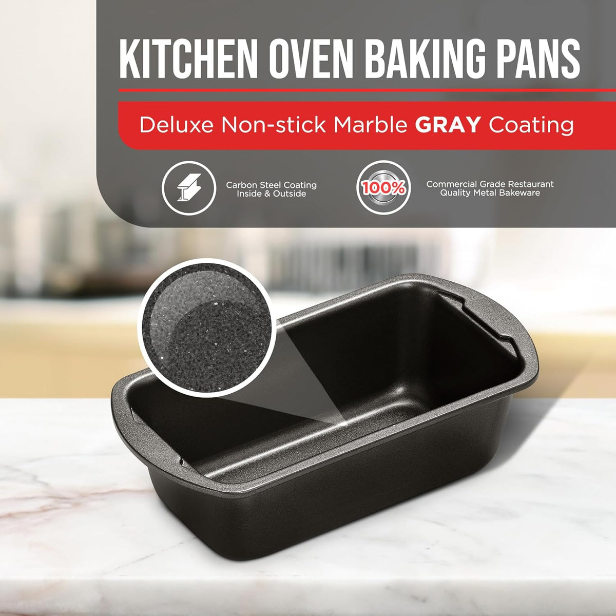 Bakken 4-Piece Loaf Pan Set, Carbon Steel, Gray, photo 3 of 8