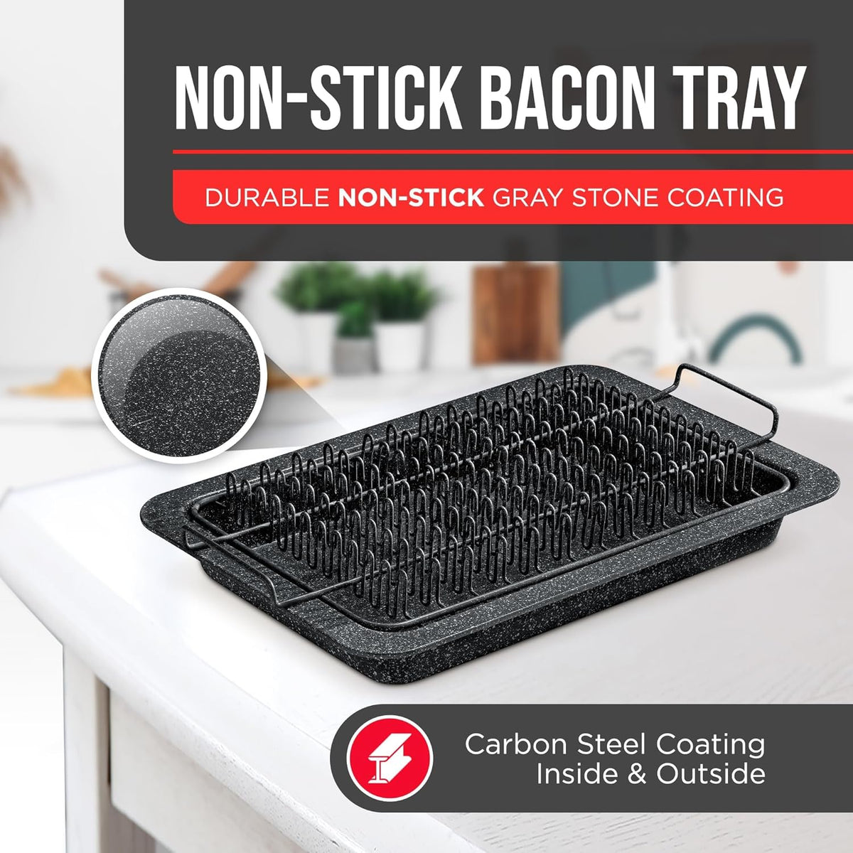 Bakken Bacon Tray Set, Stone Nonstick, Black Stone, photo 3 of 8