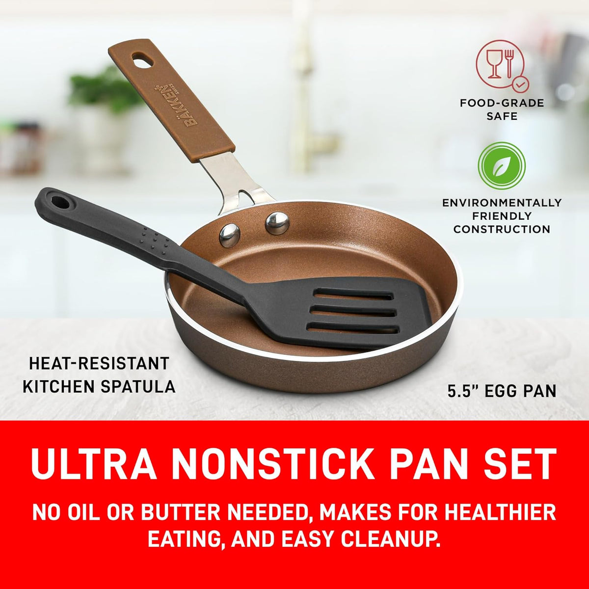 Bakken Mini Egg Pan Set, 5.5" Nonstick, Copper/Gold, photo 3 of 8