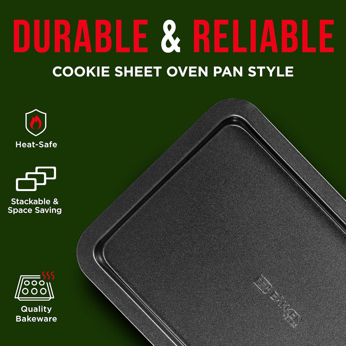 Bakken 3-Piece Cookie Sheet Set, Gray with Red Handles, photo 3 of 8
