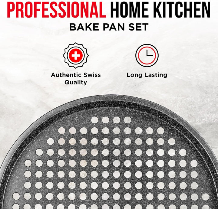 Bakken Non-Stick Pizza Pan – Durable Carbon Steel with Silicone Handle, Easy Cleanup & Dishwasher Safe
