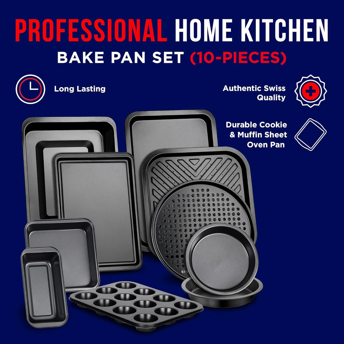 Bakken 10-Piece Deluxe Bakeware Set, Nonstick, photo 5 of 8