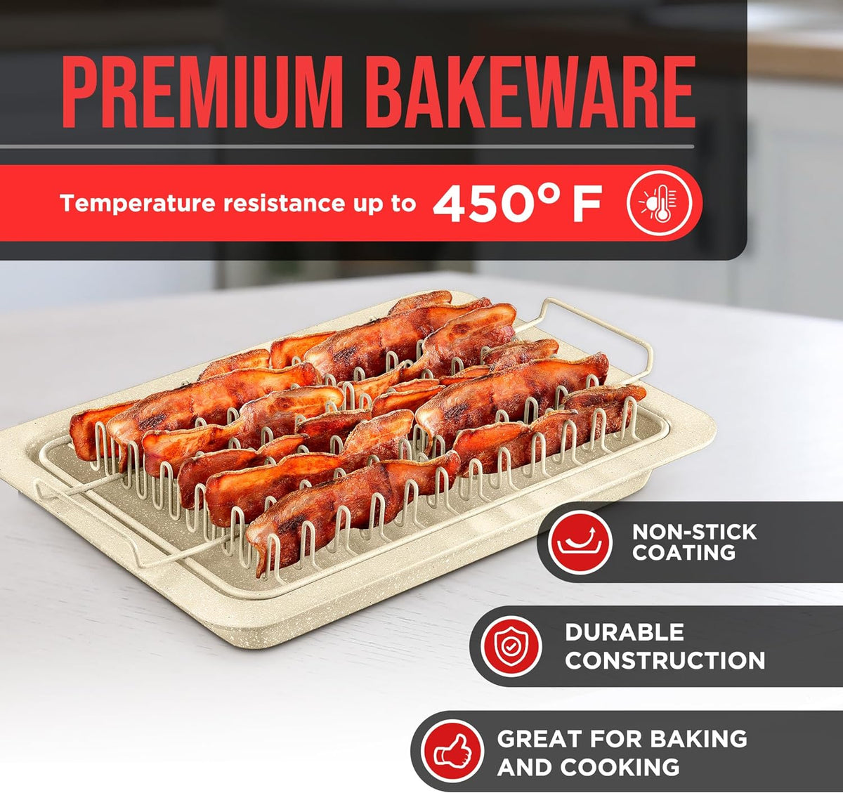 Bakken Bacon Tray Set, Stone Nonstick, White Stone, photo 4 of 8