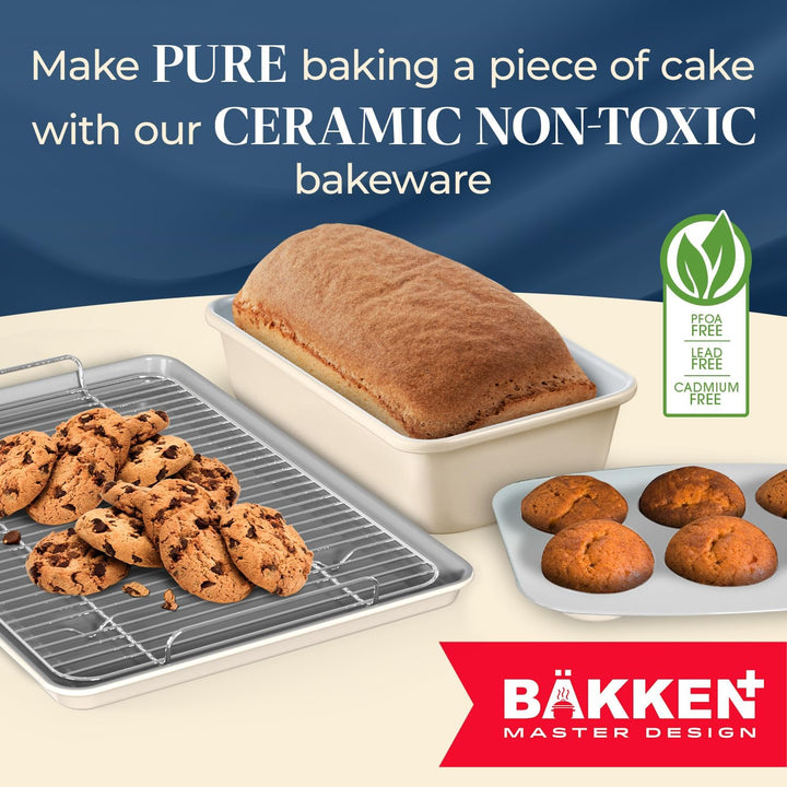 Square Cake Pan - Aluminized Steel, Ceramic Non-Stick Coating, Non-Toxic, Ideal Size, Heavy-Duty, Elevate Your Baking with Durability and Style!