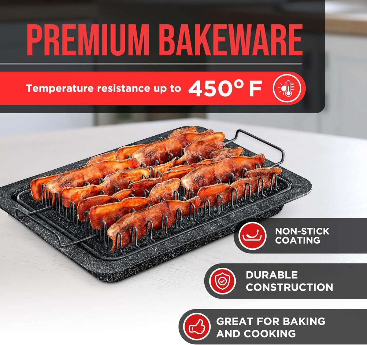 Bakken Bacon Tray Set, Stone Nonstick, Black Stone, photo 4 of 8