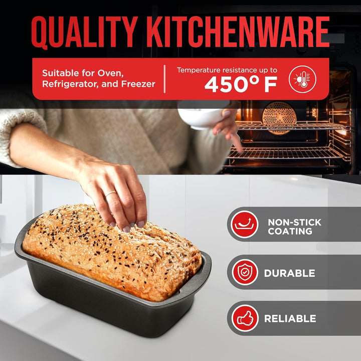 Bakken- Swiss Loaf Pan Set 4-Piece - Deluxe Nonstick Carbon Steel Bakeware for Perfect Bread and Cakes – Dishwasher Safe, Premium Pans for Home Baking