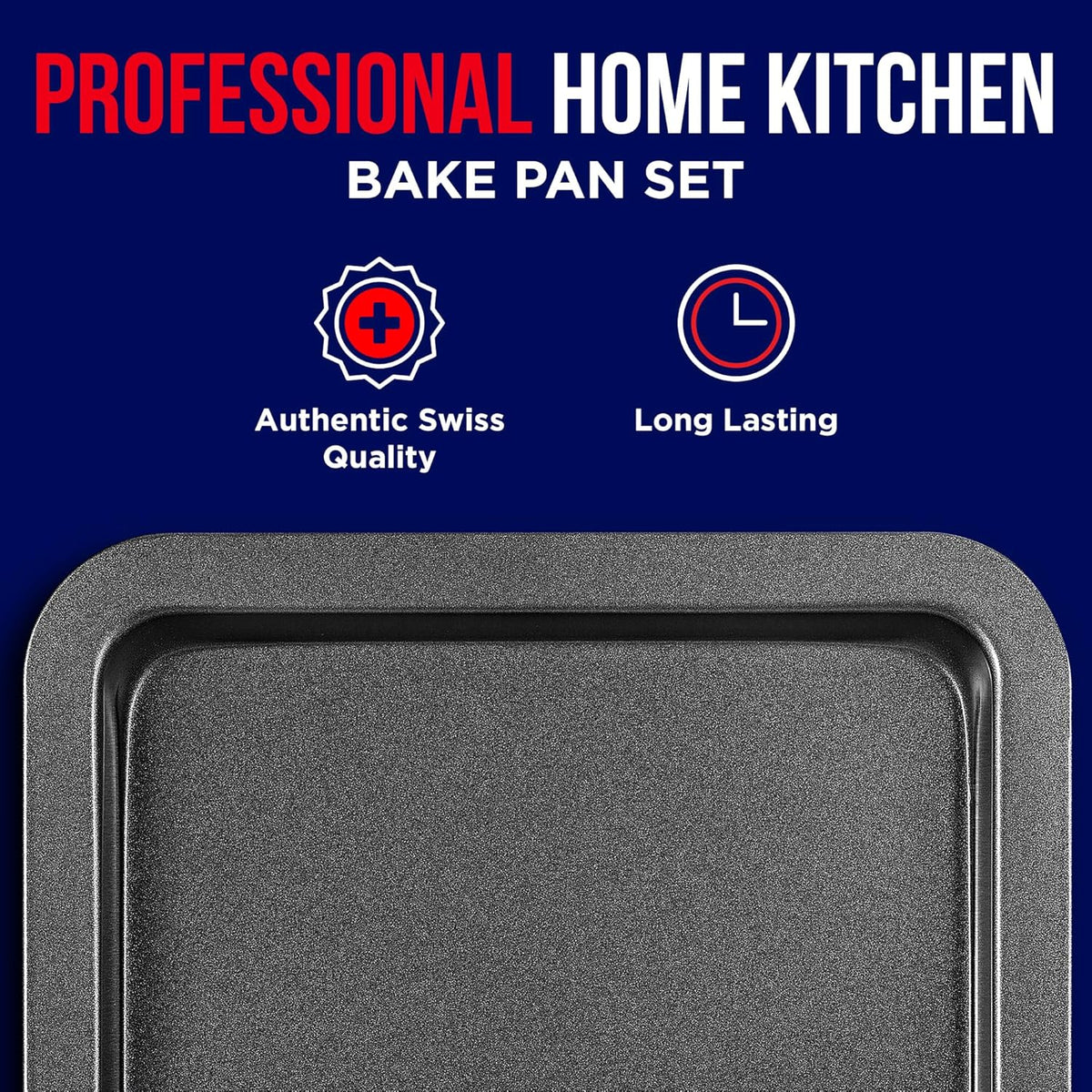 Bakken 3-Piece Cookie Sheet Set, Gray with Red Handles, photo 4 of 8