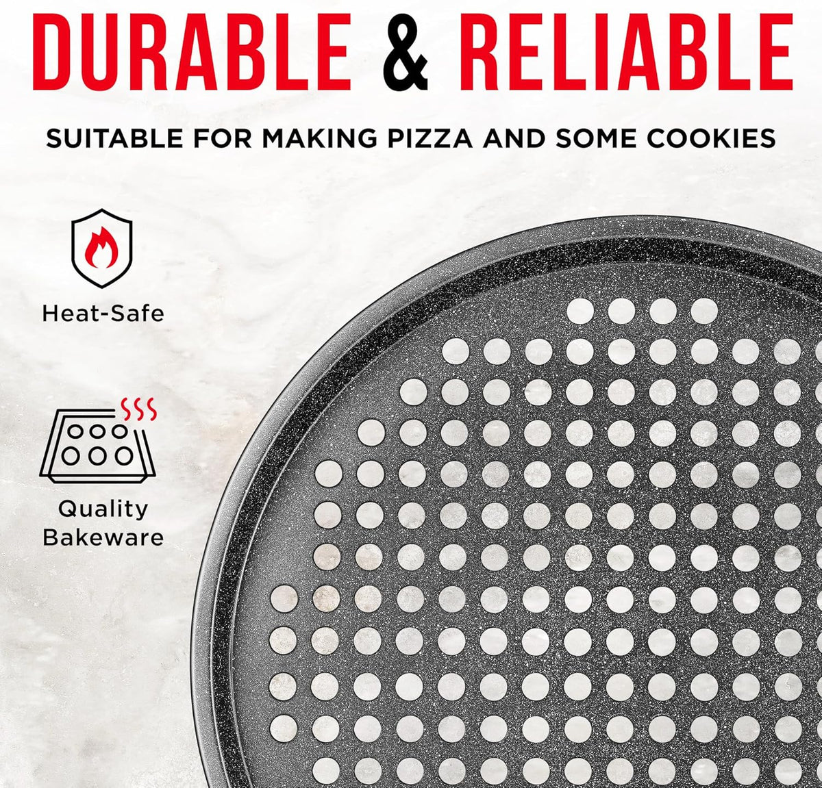 Bakken Perforated Pizza Pan, 13", Gray Marble, photo 5 of 7