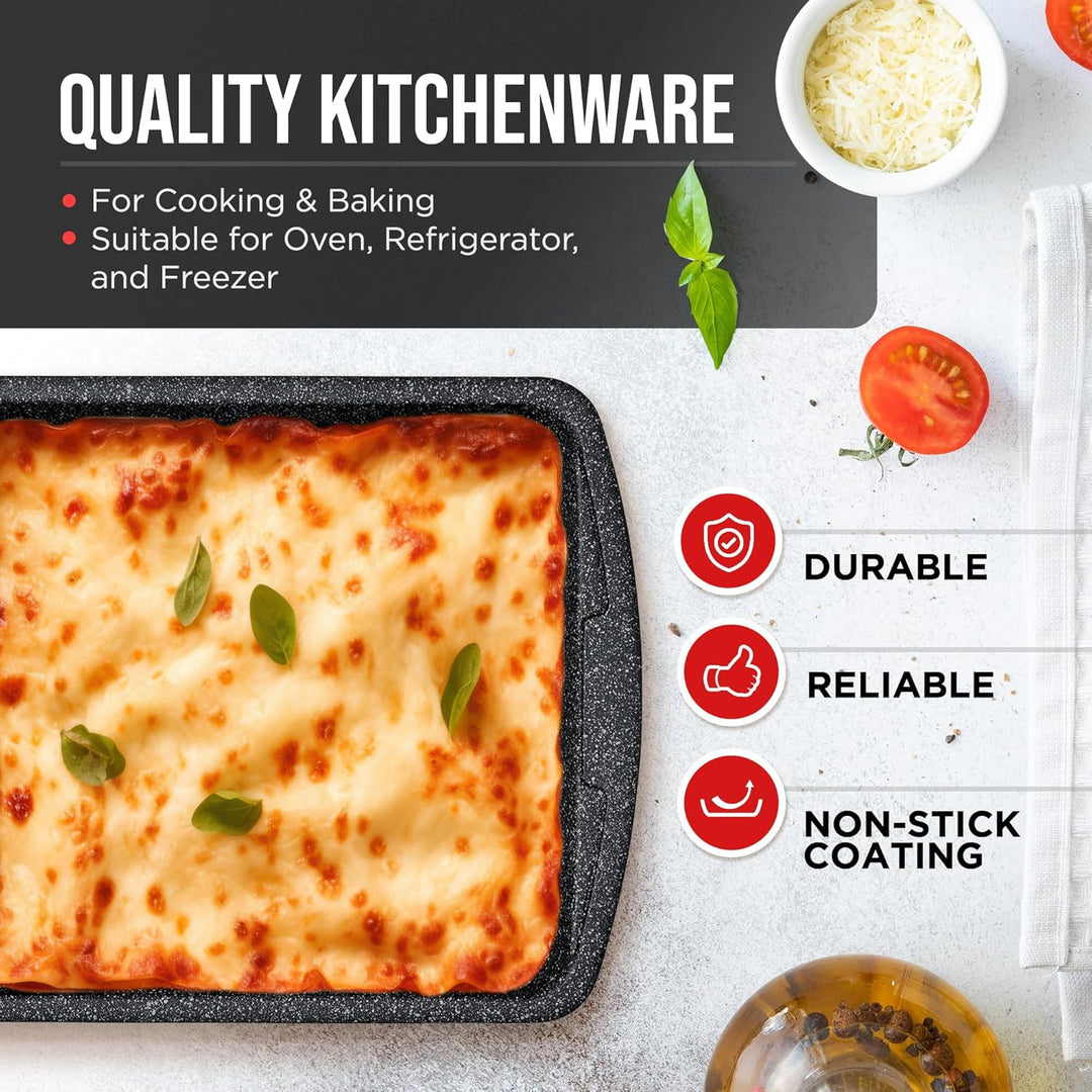 Bakken Swiss - Bakeware Set – 6 Piece – Stackable, Deluxe, Non-Stick Baking Pans for Professional and Home Cooking – Carbon Steel, Gray Coating