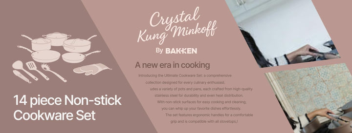 Crystal Kung Minkoff Ceramic Cookware Set • 14-Piece Nonstick, Non-Toxic Set with Lids