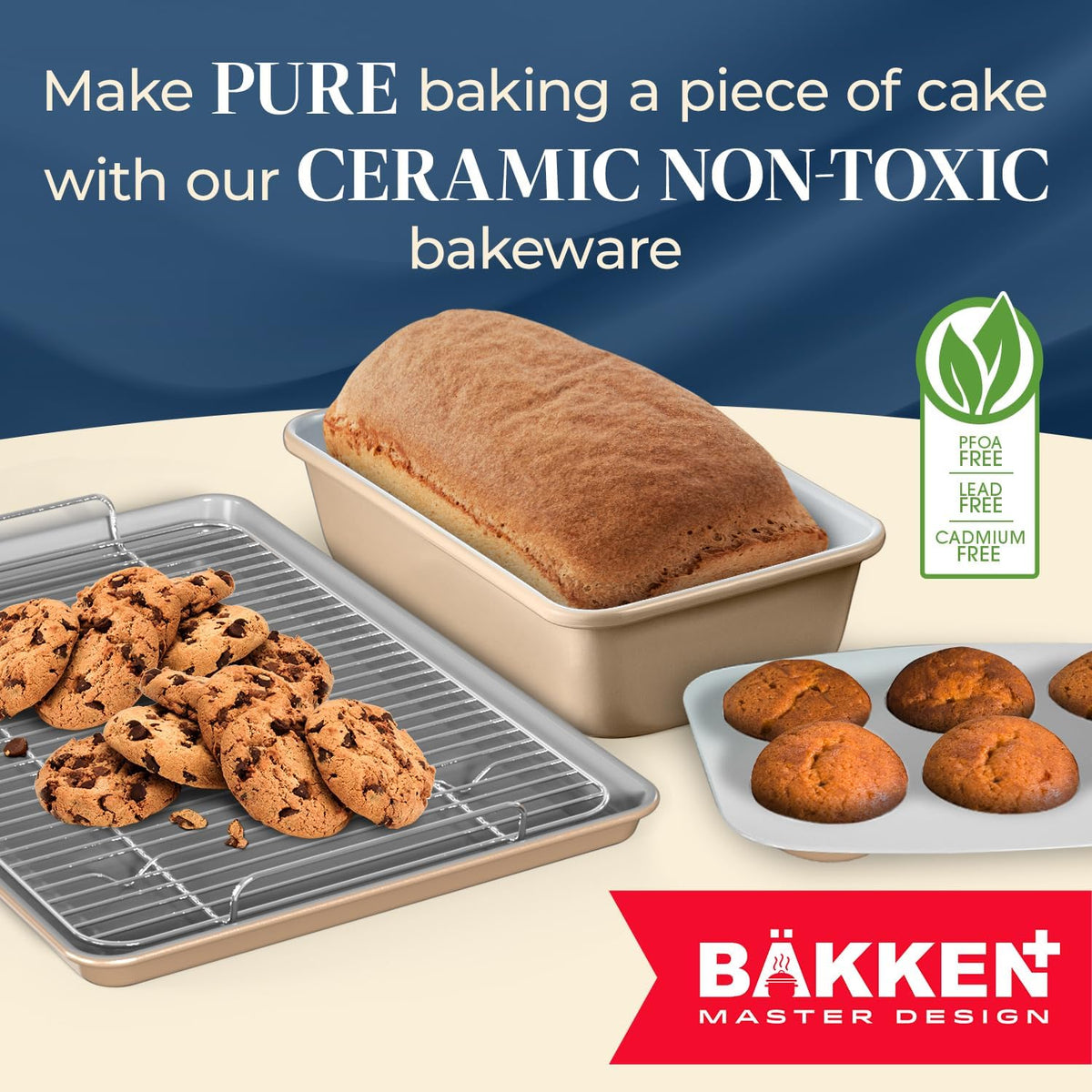 Bakken 8-Piece Ceramic Bakeware Set, Stackable, Gold, photo 5 of 9