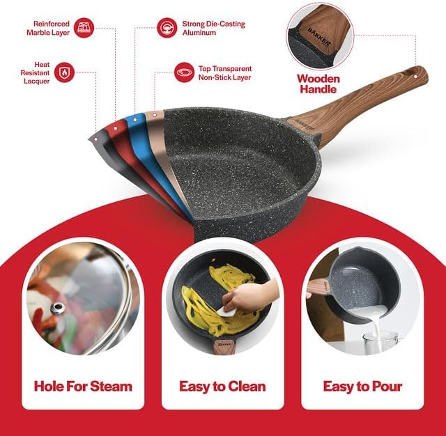 Bakken 14-Piece Granite Cookware Set, Marble, photo 5 of 8