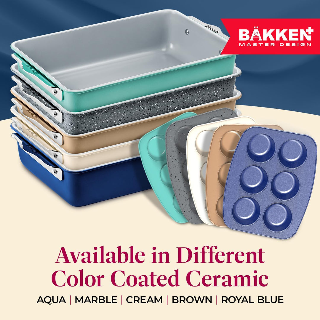 Square Cake Pan - Aluminized Steel, Ceramic Non-Stick Coating, Non-Toxic, Ideal Size, Heavy-Duty, Elevate Your Baking with Durability and Style!