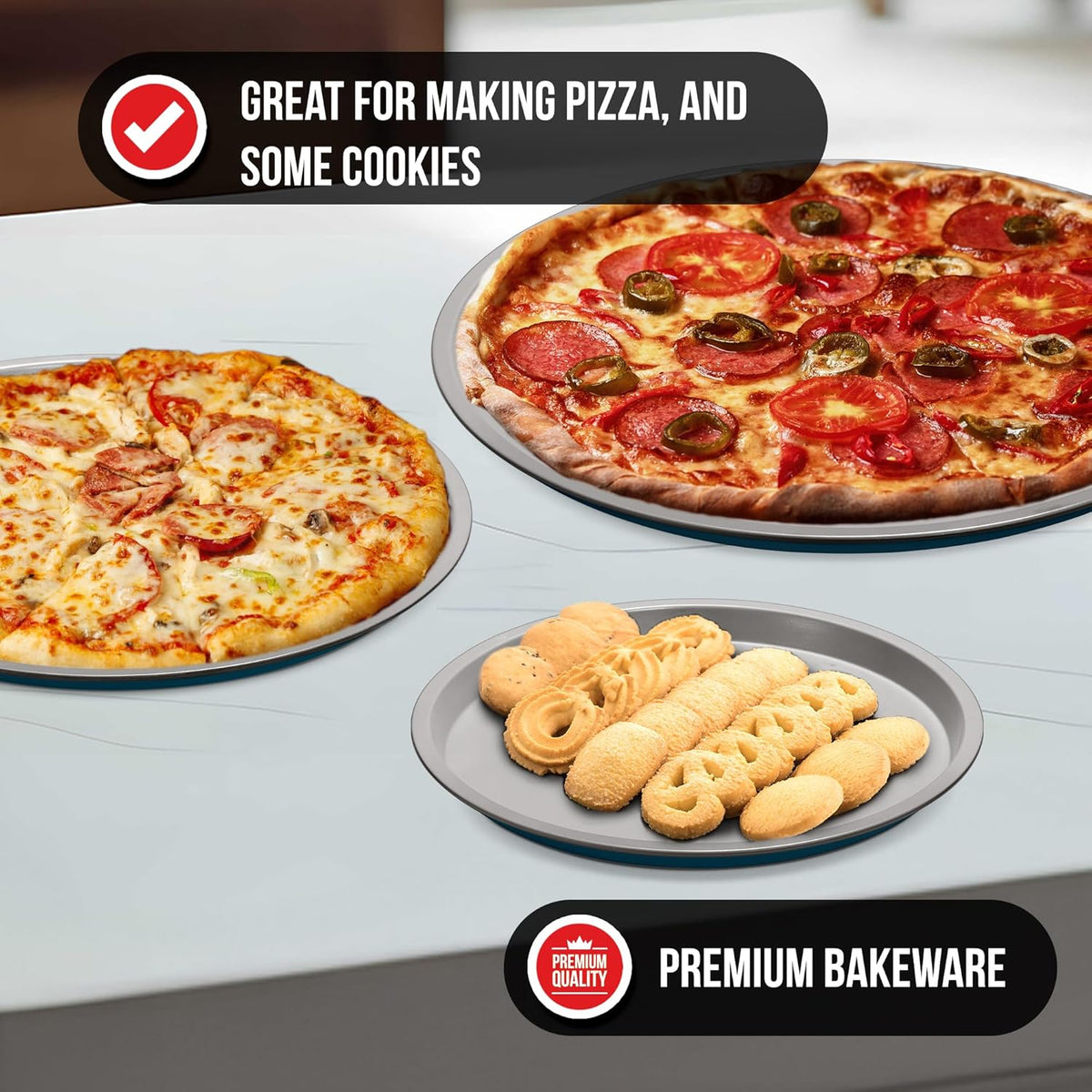 Bakken 3-Piece Pizza Pan Set, Gray, photo 5 of 8
