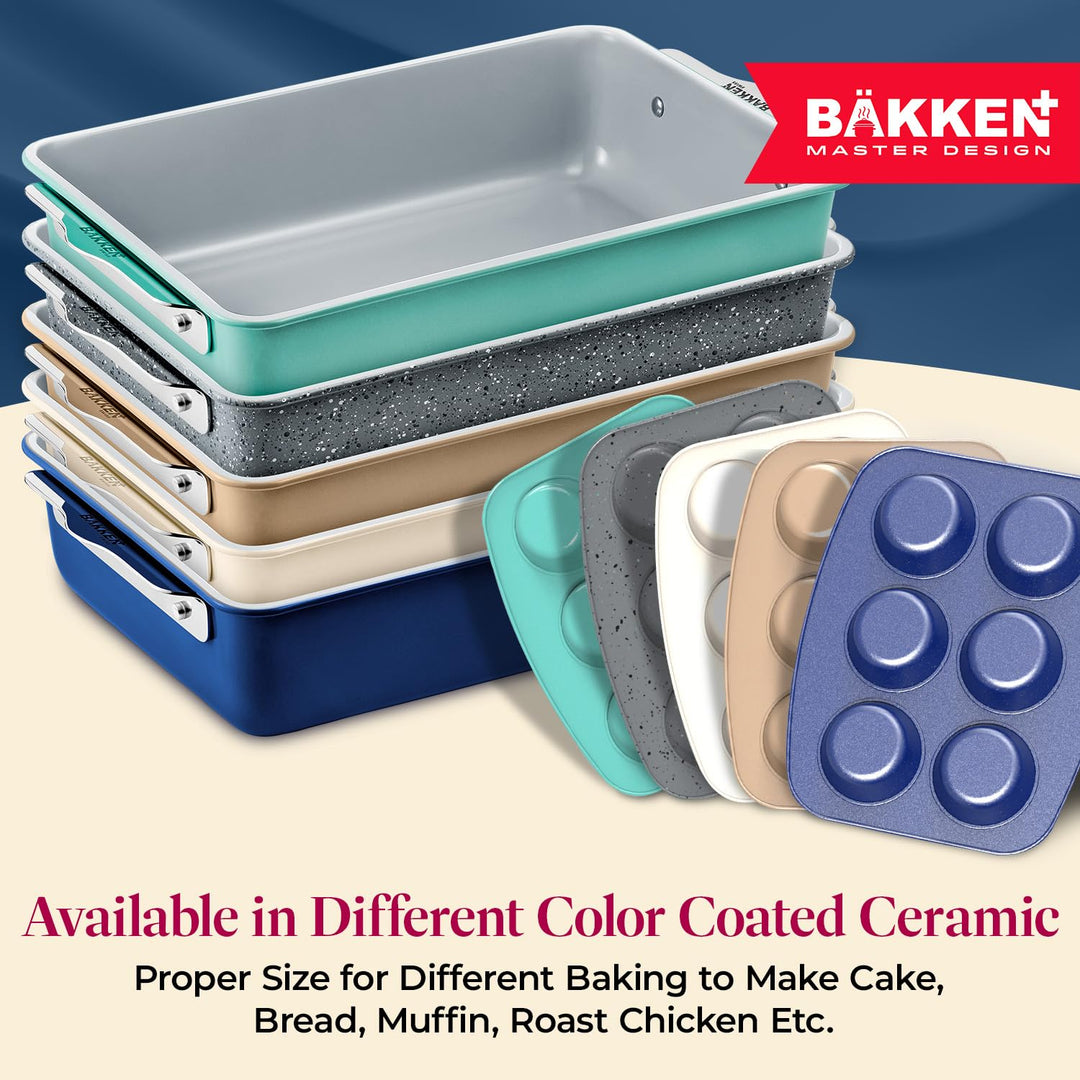 Enhance Your Cooking Experience with our Blue Roaster Pan - Aluminized Steel with Ceramic Non-Stick Coating, PFOA & PFAS Free. Non-Toxic, Heavy-Duty, Perfect Size for Various Bakings