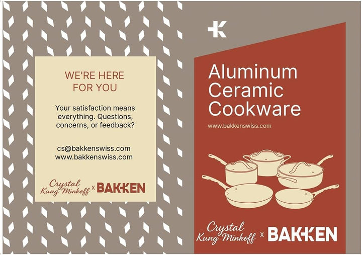 Crystal Kung Minkoff Ceramic Cookware Set • 14-Piece Nonstick, Non-Toxic Set with Lids
