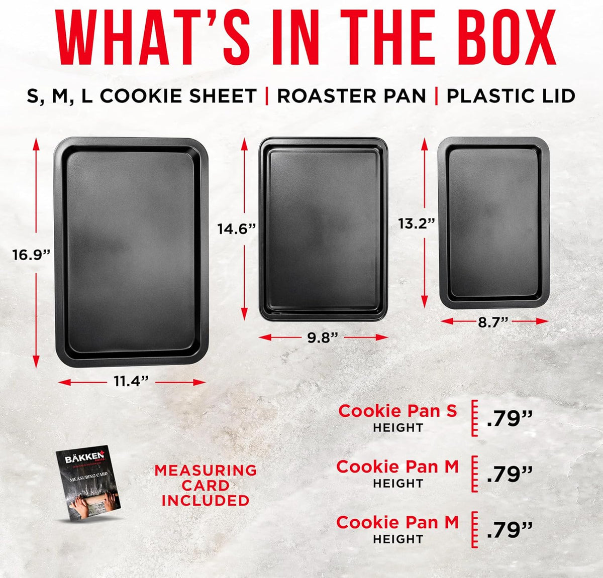 Bakken 3-Piece Cookie Sheet Set, Gray with Red Handles, photo 6 of 8