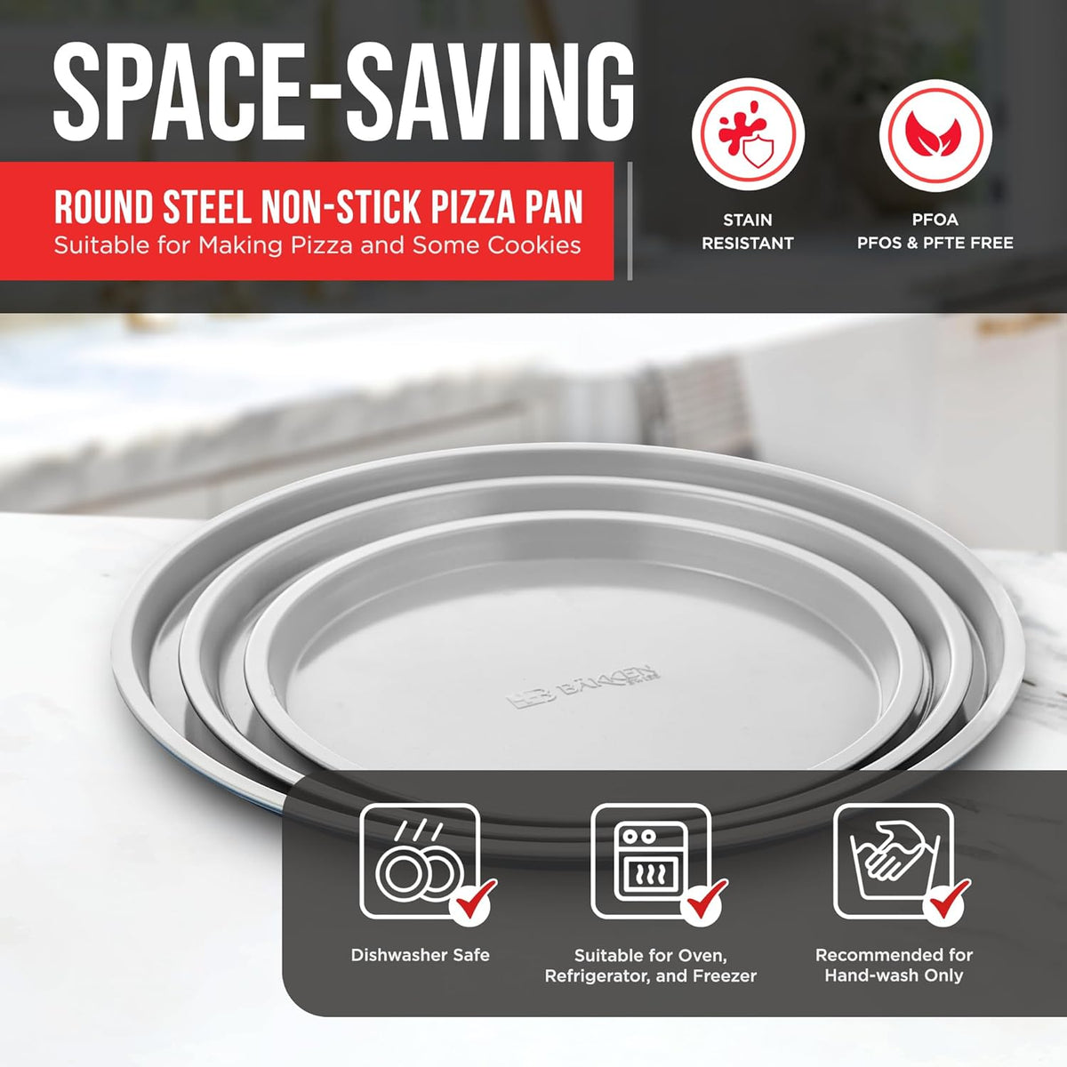 Bakken 3-Piece Pizza Pan Set, Gray, photo 6 of 8