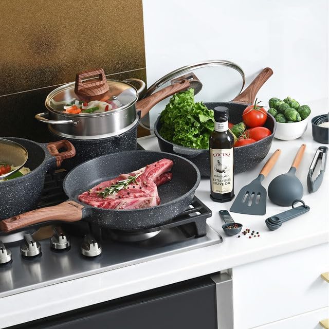 Bakken 14-Piece Granite Cookware Set, Marble, photo 6 of 8