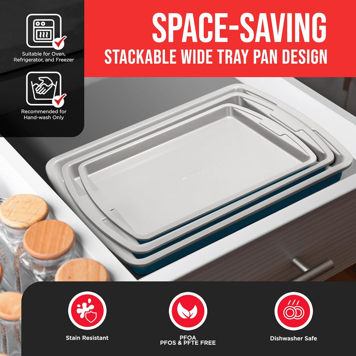 Bakken 3-Piece Cookie Sheet Set, Blue, photo 6 of 8