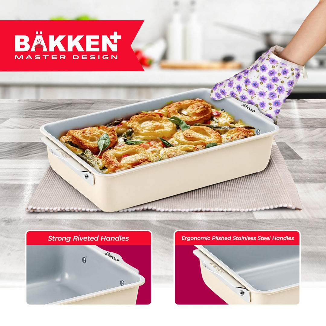 Enhance Your Cooking Experience with our Blue Roaster Pan - Aluminized Steel with Ceramic Non-Stick Coating, PFOA & PFAS Free. Non-Toxic, Heavy-Duty, Perfect Size for Various Bakings